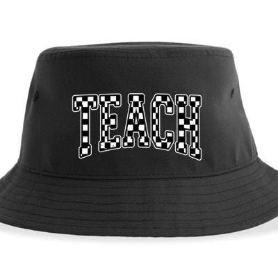 Checkered Teach Gift For Teachers Sustainable Bucket Hat