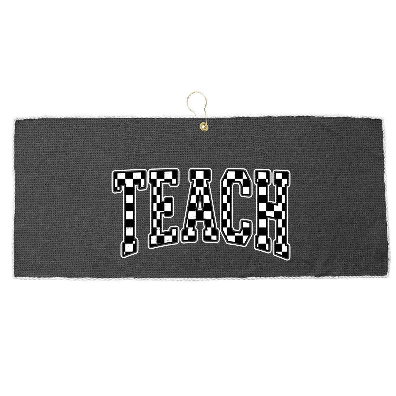 Checkered Teach Gift For Teachers Large Microfiber Waffle Golf Towel