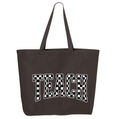 Checkered Teach Gift For Teachers 25L Jumbo Tote