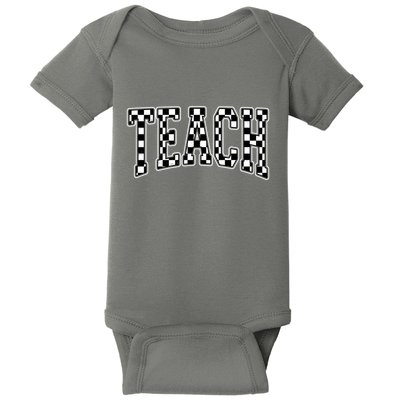 Checkered Teach Gift For Teachers Baby Bodysuit