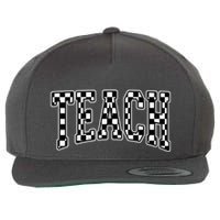 Checkered Teach Gift For Teachers Wool Snapback Cap