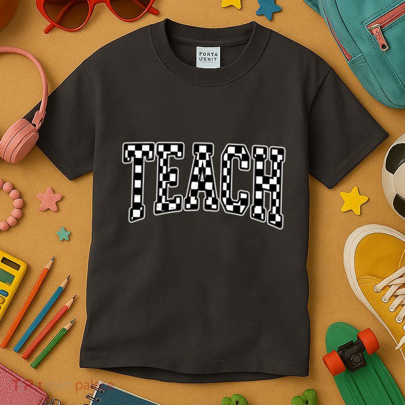 Checkered Teach Gift For Teachers Kids T-Shirt