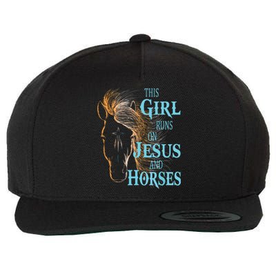 Christian THIS GIRL RUNS ON JESUS HORSES Equestrian Rider Wool Snapback Cap