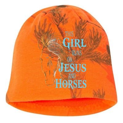 Christian THIS GIRL RUNS ON JESUS HORSES Equestrian Rider Kati - Camo Knit Beanie