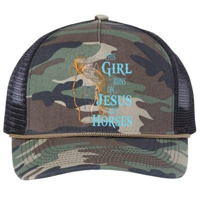 Christian THIS GIRL RUNS ON JESUS HORSES Equestrian Rider Retro Rope Trucker Hat Cap