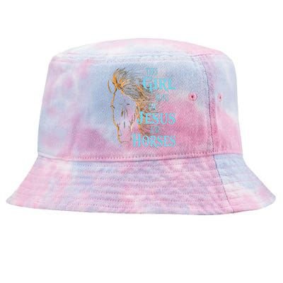 Christian THIS GIRL RUNS ON JESUS HORSES Equestrian Rider Tie-Dyed Bucket Hat