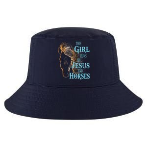 Christian THIS GIRL RUNS ON JESUS HORSES Equestrian Rider Cool Comfort Performance Bucket Hat