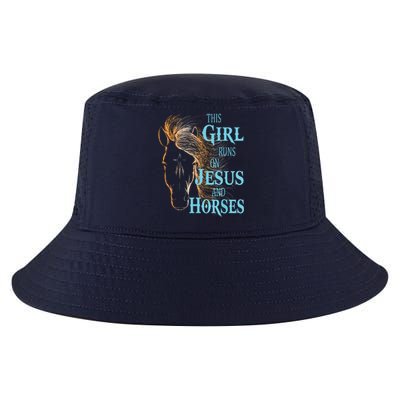 Christian THIS GIRL RUNS ON JESUS HORSES Equestrian Rider Cool Comfort Performance Bucket Hat