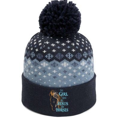 Christian THIS GIRL RUNS ON JESUS HORSES Equestrian Rider The Baniff Cuffed Pom Beanie