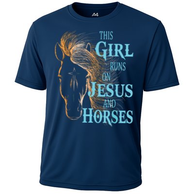 Christian THIS GIRL RUNS ON JESUS HORSES Equestrian Rider Performance Shirt