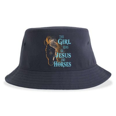 Christian THIS GIRL RUNS ON JESUS HORSES Equestrian Rider Sustainable Bucket Hat