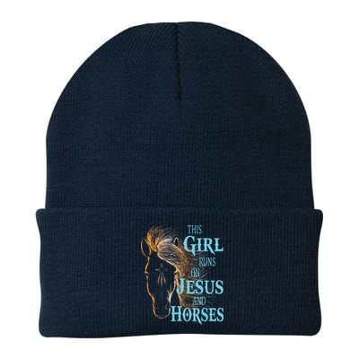 Christian THIS GIRL RUNS ON JESUS HORSES Equestrian Rider Knit Cap Winter Beanie