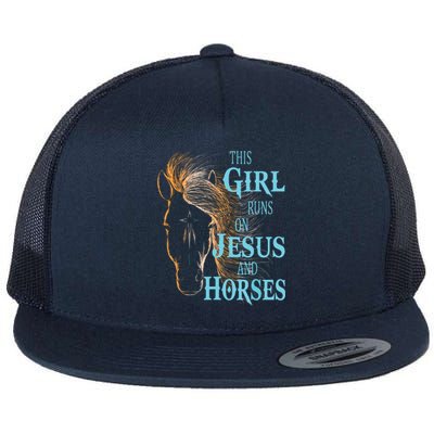 Christian THIS GIRL RUNS ON JESUS HORSES Equestrian Rider Flat Bill Trucker Hat