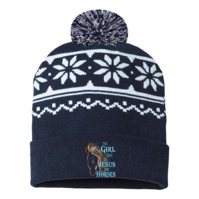 Christian THIS GIRL RUNS ON JESUS HORSES Equestrian Rider USA-Made Snowflake Beanie