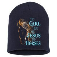 Christian THIS GIRL RUNS ON JESUS HORSES Equestrian Rider Short Acrylic Beanie