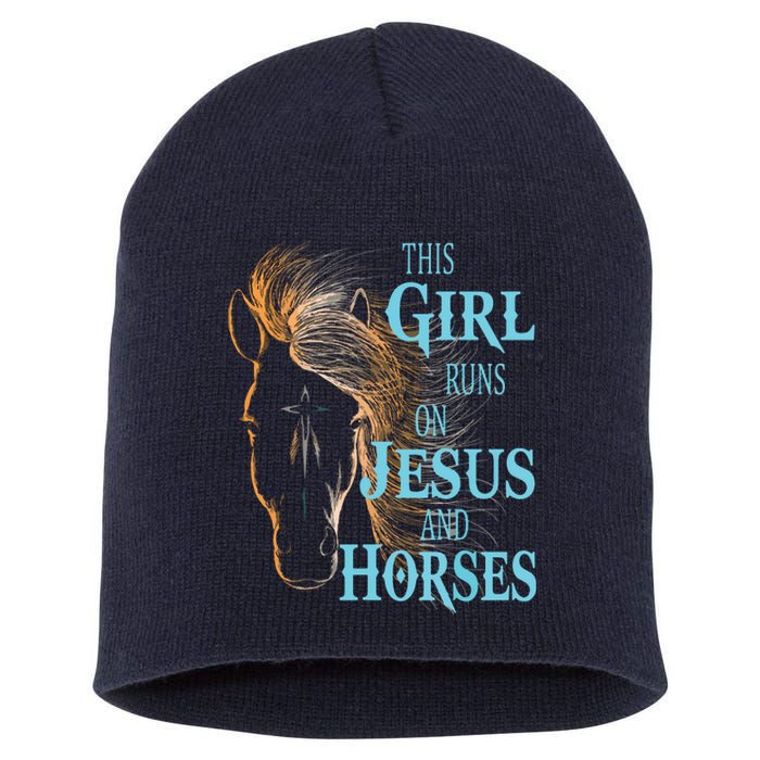 Christian THIS GIRL RUNS ON JESUS HORSES Equestrian Rider Short Acrylic Beanie