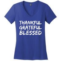 Christian Thanksgiving Gift S Thankful Grateful Blessed Gift Women's V-Neck T-Shirt