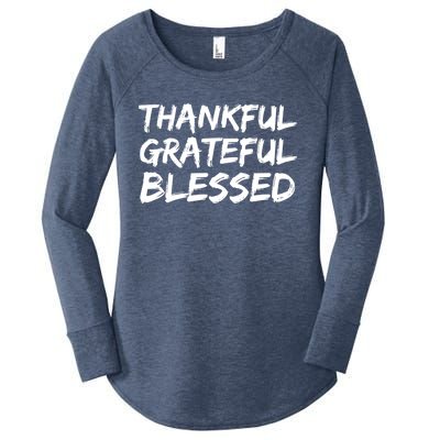 Christian Thanksgiving Gift S Thankful Grateful Blessed Gift Women's Perfect Tri Tunic Long Sleeve Shirt