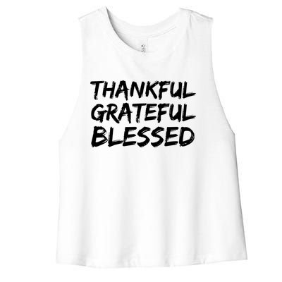 Christian Thanksgiving Gift S Thankful Grateful Blessed Gift Women's Racerback Cropped Tank