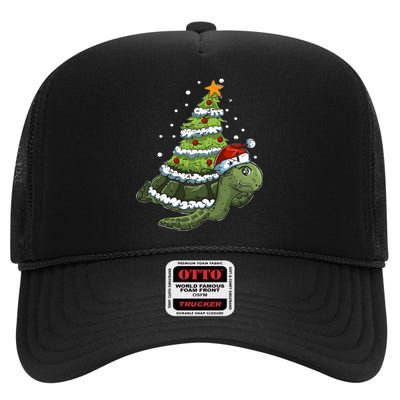 Christmas Tree Gifts Animal Turtle High Crown Mesh Back Trucker Hat