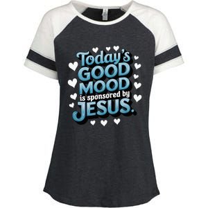 Christian TodayS Good Mood Is Sponsored By Jesus Enza Ladies Jersey Colorblock Tee