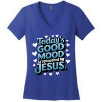 Christian TodayS Good Mood Is Sponsored By Jesus Women's V-Neck T-Shirt