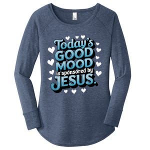 Christian TodayS Good Mood Is Sponsored By Jesus Women's Perfect Tri Tunic Long Sleeve Shirt