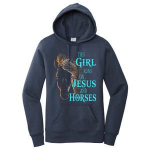 Christian THIS GIRL RUNS ON JESUS & HORSES Equestrian Rider Women's Pullover Hoodie