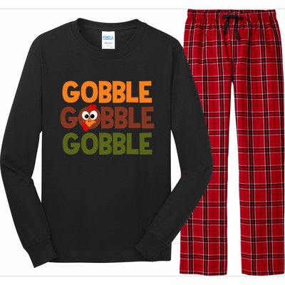 Cute Thanksgiving Gobble Gobble Humorous Gift Long Sleeve Pajama Set