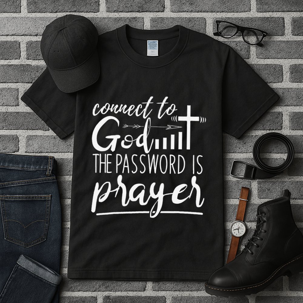Connect To God Password Prayer Jesus Christian Tall T-Shirt