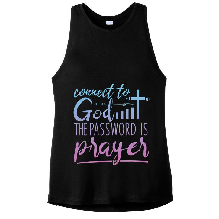 Connect To God Password Prayer Jesus Christian Ladies PosiCharge Tri-Blend Wicking Tank