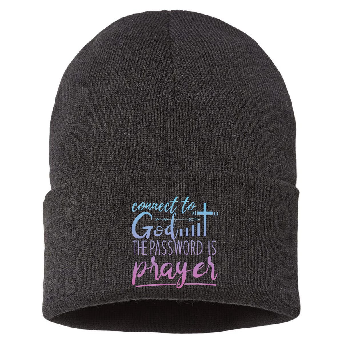 Connect To God Password Prayer Jesus Christian Sustainable Knit Beanie