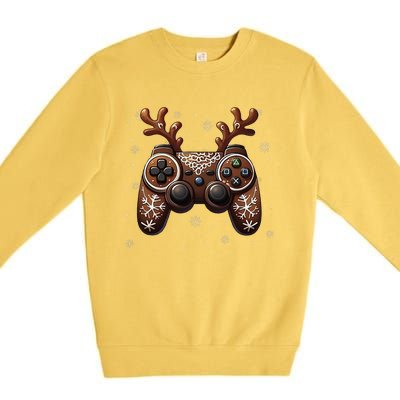 Christmas The Gamer Reindeer Video Gaming Premium Crewneck Sweatshirt