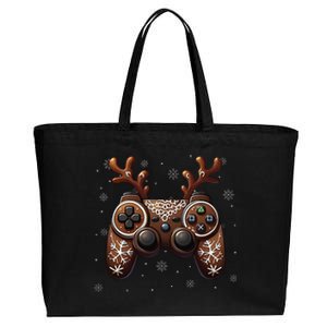 Christmas The Gamer Reindeer Video Gaming Cotton Canvas Jumbo Tote