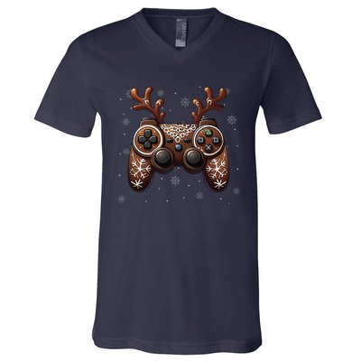 Christmas The Gamer Reindeer Video Gaming V-Neck T-Shirt