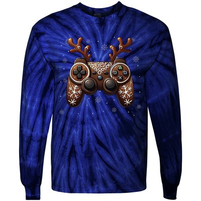 Christmas The Gamer Reindeer Video Gaming Tie-Dye Long Sleeve Shirt