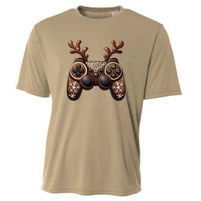 Christmas The Gamer Reindeer Video Gaming Cooling Performance Crew T-Shirt