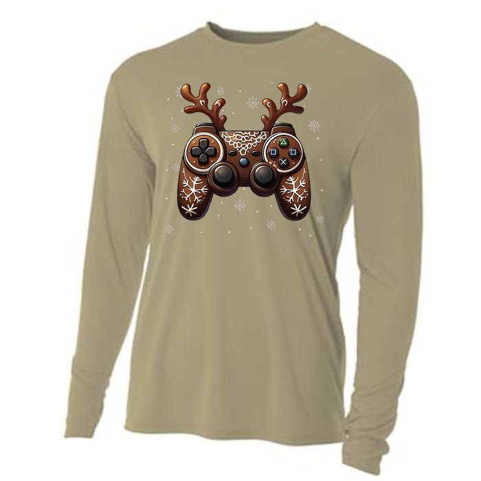 Christmas The Gamer Reindeer Video Gaming Cooling Performance Long Sleeve Crew