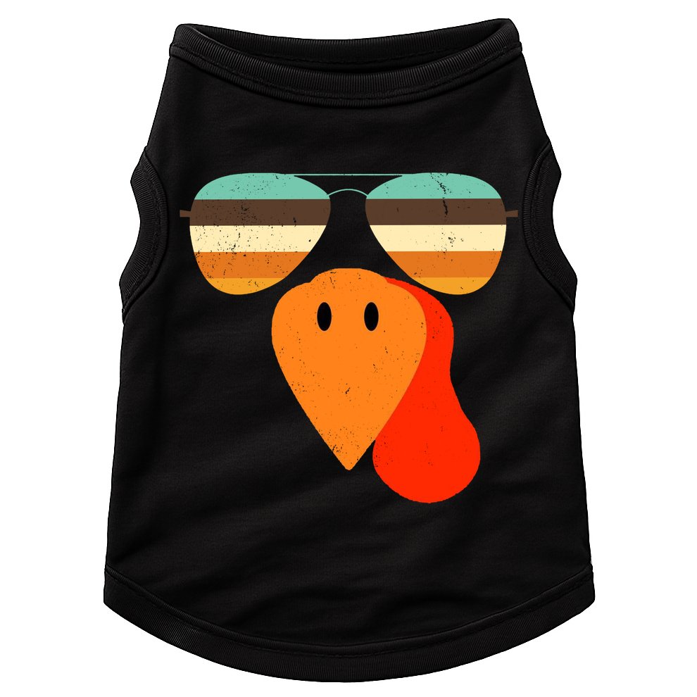 Cool Turkey Gobble Face Shades Funny Thanksgiving Doggie Tank