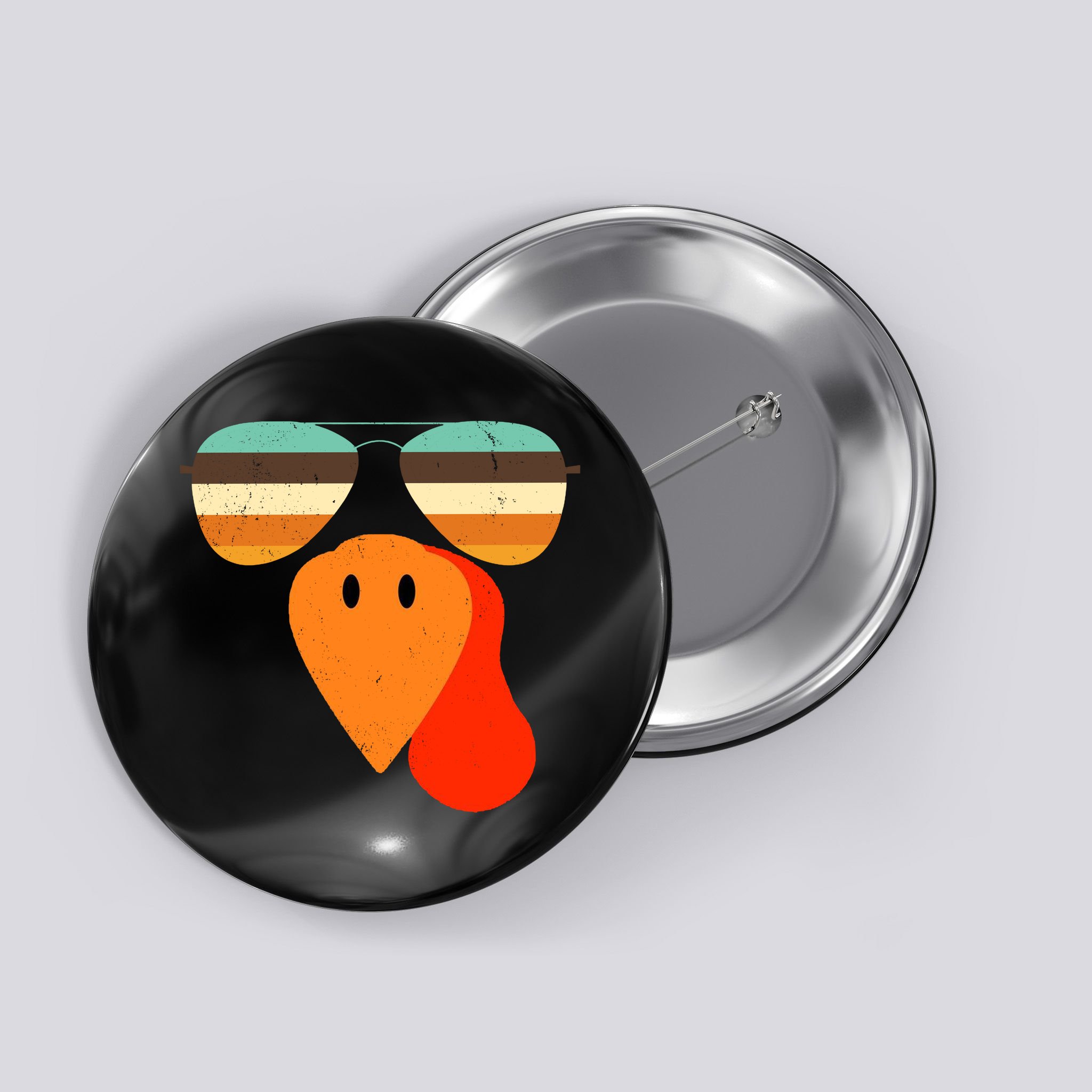 Cool Turkey Gobble Face Shades Funny Thanksgiving Button