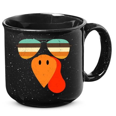 Cool Turkey Gobble Face Shades Funny Thanksgiving 15oz Campfire Ceramic Mug