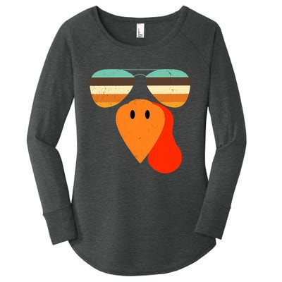 Cool Turkey Gobble Face Shades Funny Thanksgiving Women's Perfect Tri Tunic Long Sleeve Shirt