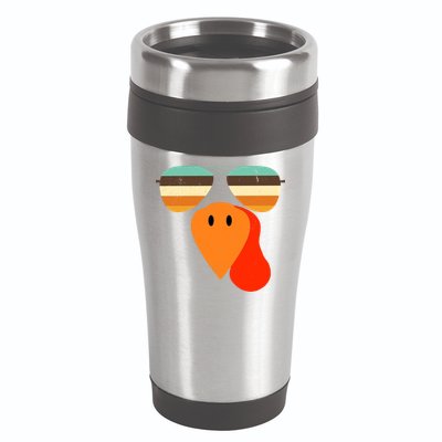 Cool Turkey Gobble Face Shades Funny Thanksgiving 16oz Travel Tumbler