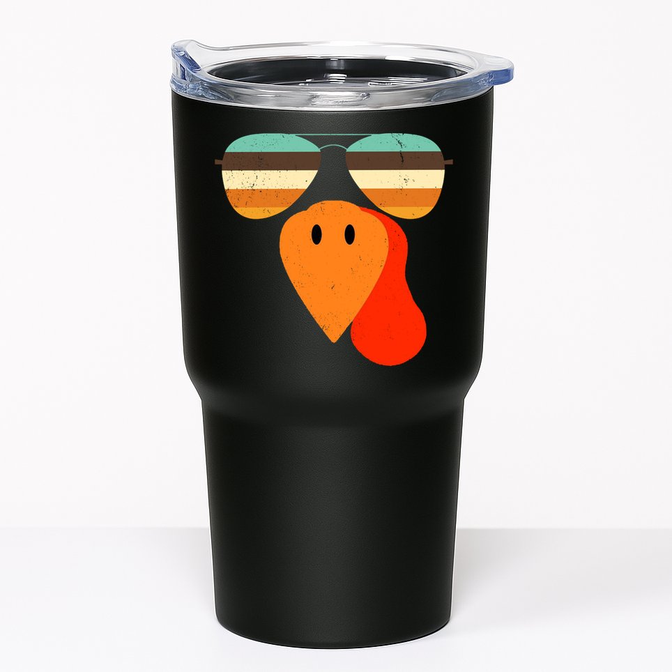 Cool Turkey Gobble Face Shades Funny Thanksgiving Tumbler