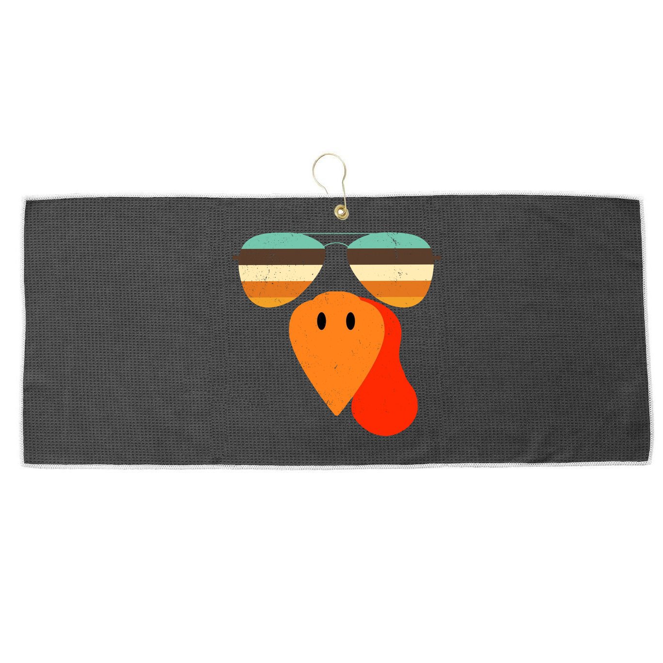 Cool Turkey Gobble Face Shades Funny Thanksgiving Large Microfiber Waffle Golf Towel