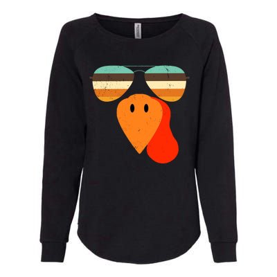 Cool Turkey Gobble Face Shades Funny Thanksgiving Womens California Wash Sweatshirt