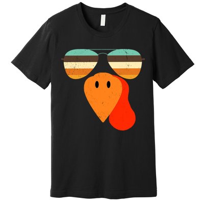 Cool Turkey Gobble Face Shades Funny Thanksgiving Premium T-Shirt