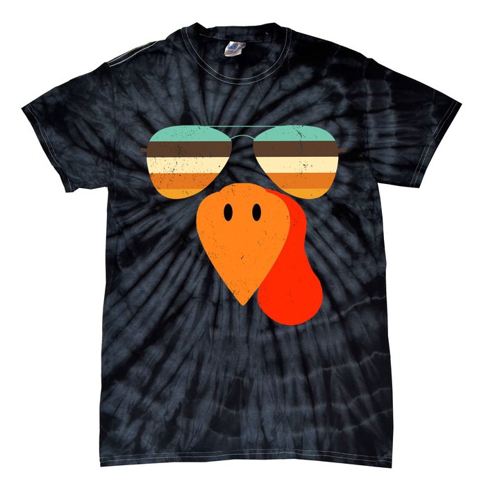 Cool Turkey Gobble Face Shades Funny Thanksgiving Tie-Dye T-Shirt