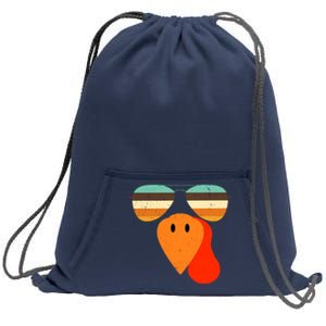 Cool Turkey Gobble Face Shades Funny Thanksgiving Sweatshirt Cinch Pack Bag