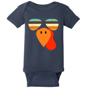 Cool Turkey Gobble Face Shades Funny Thanksgiving Baby Bodysuit